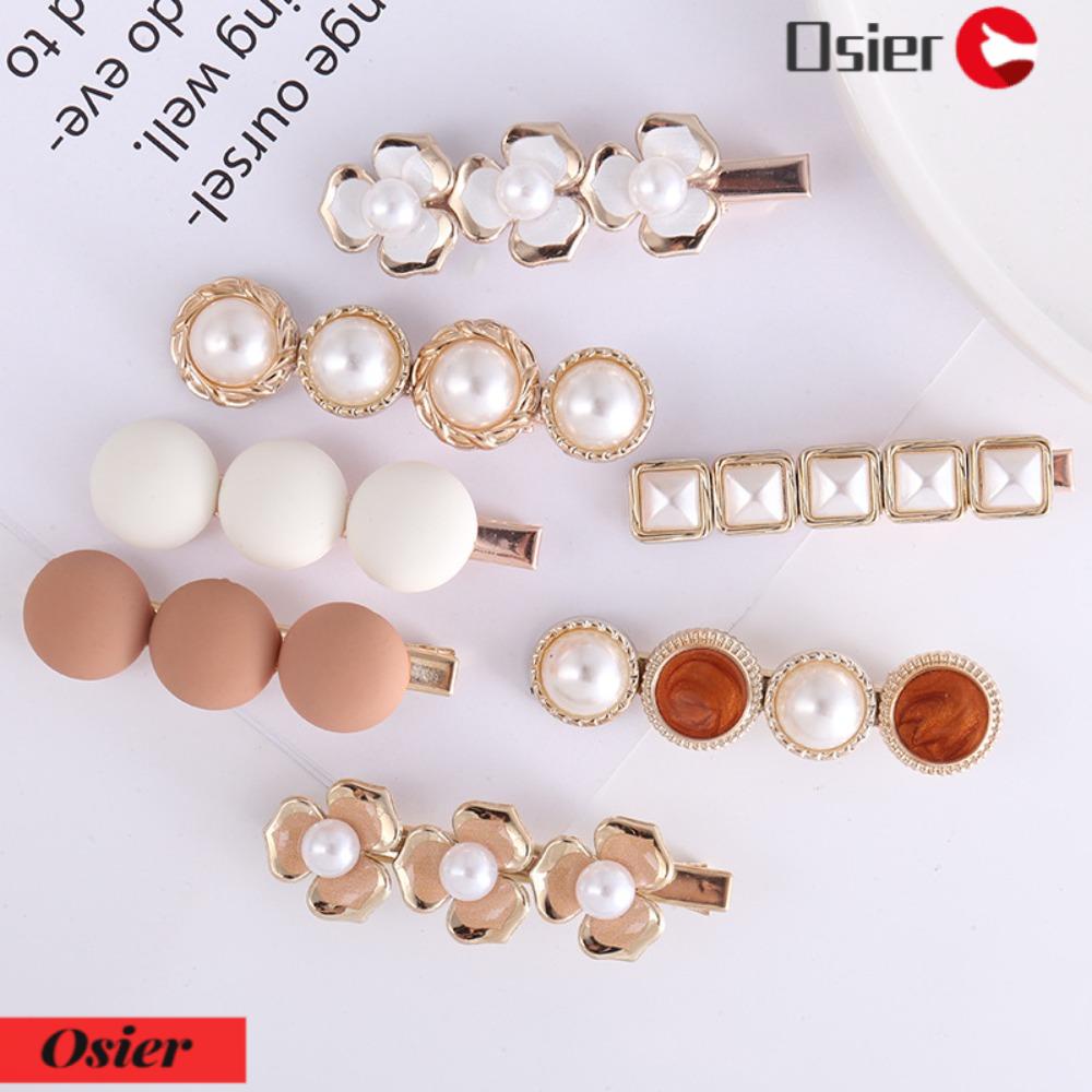 OSIER1 Set 5 / 7 Kẹp Tóc Kim Loại Dày / Mỏng Đính Hoa Thanh Lịch Cho Nữ