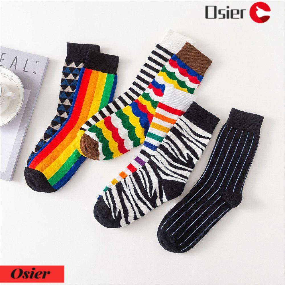 OSIER1 1 Đôi Tất Cotton Kẻ Sọc Thời Trang Cho Nữ