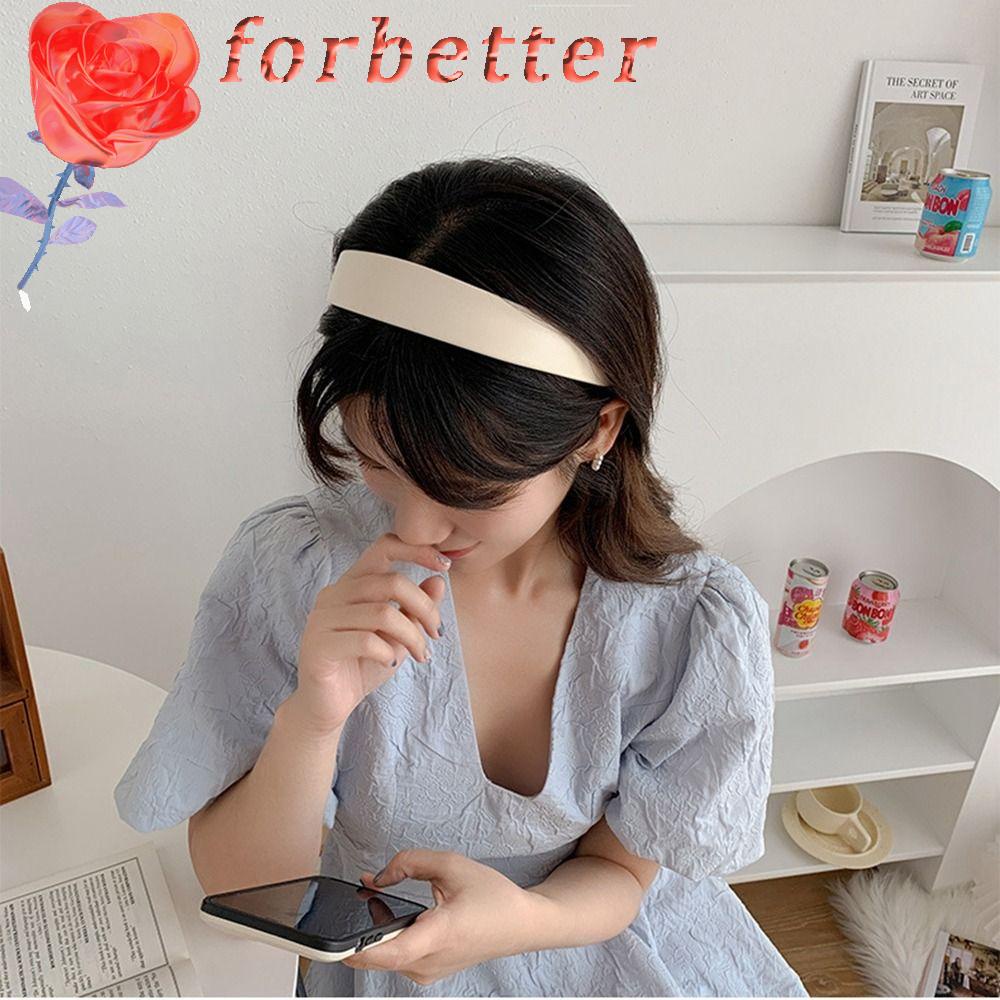 FORBETTER Băng Đô Cài Tóc Bằng Da PU Mỏng Màu Trắng Phong Cách Hàn Quốc Cổ Điển Thời Trang Cho Nữ