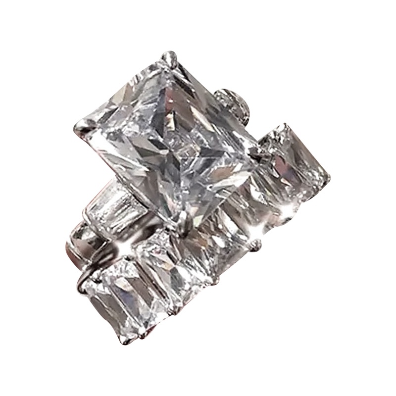 Ygt Set 2 Nhẫn Đính Đá Pha Lê Vuông Thời Trang Cho Nữ