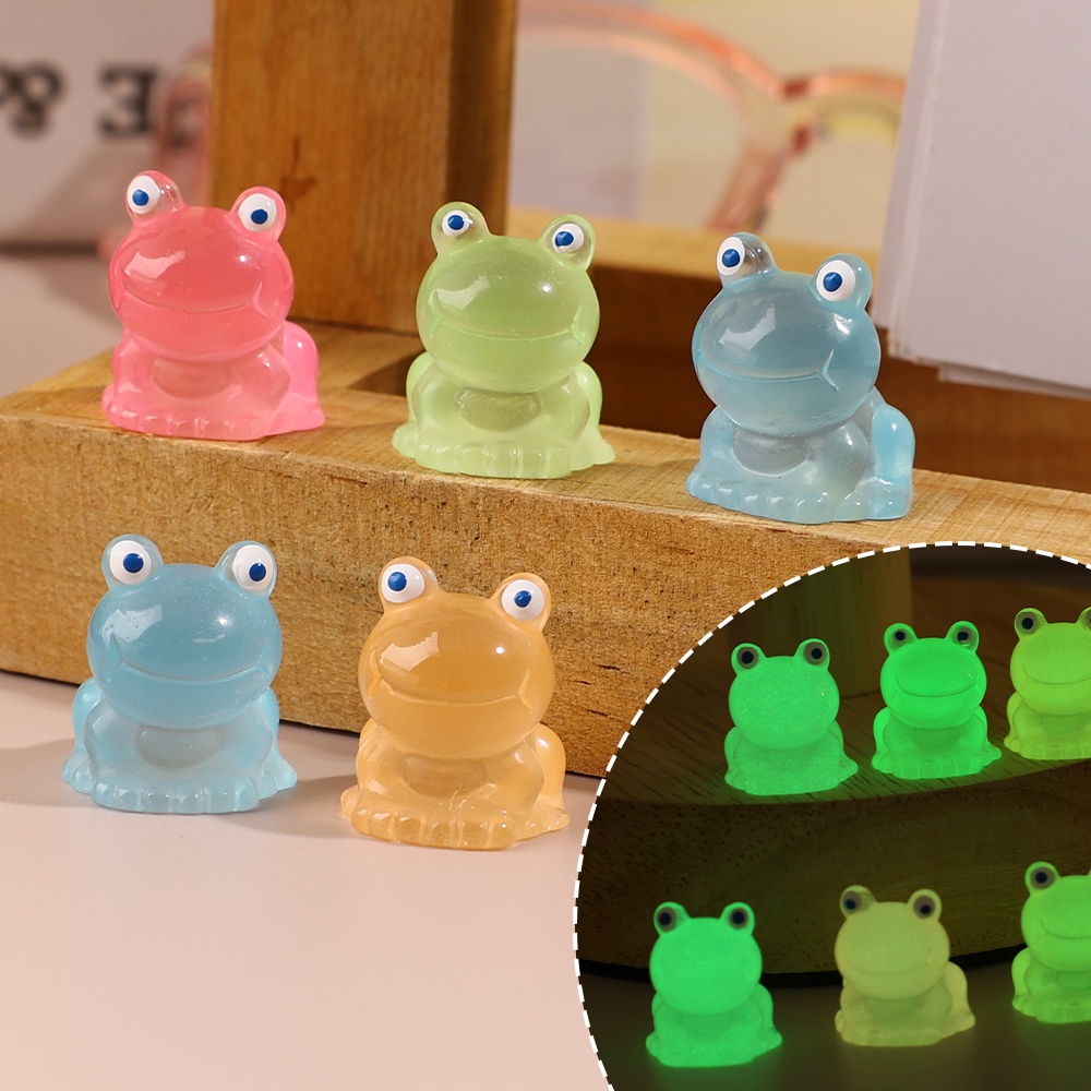Đồ trang trí Chú Ếch Nhỏ Bằng Nhựa Resin Màu Dạ Quang Dễ Thương Trang Trí Tiểu Cảnh / Sân Vườn DIY