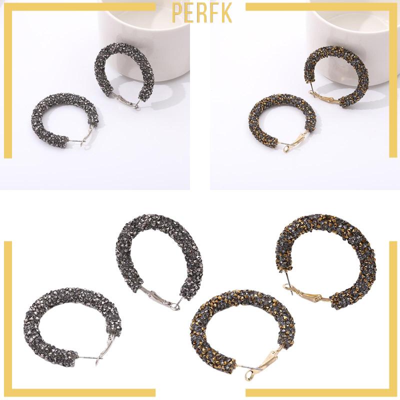 Khuyên Tai Tròn Đính Đá Đơn Giản Thời Trang Dự Tiệc Hàng Ngày