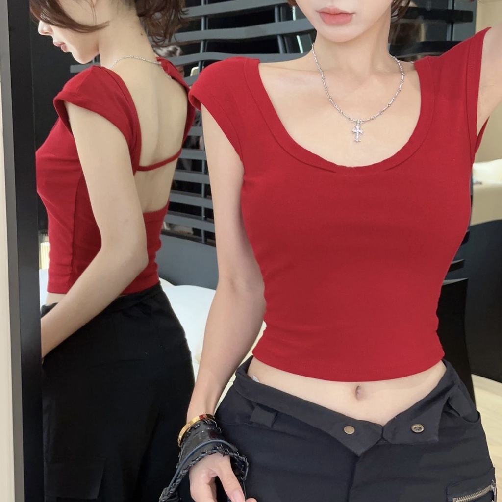 Áo Thun Cổ Tròn Ôm Dáng Quyến Rũ Hợp Thời Trang Cho Nữ