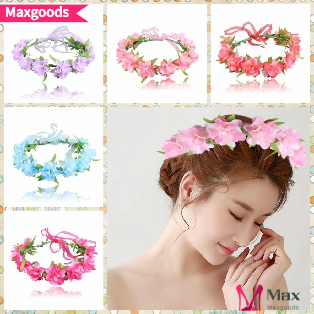 MAXG Vòng Hoa Đội Đầu Màu Sắc Thời Trang Dành Cho Cô Dâu