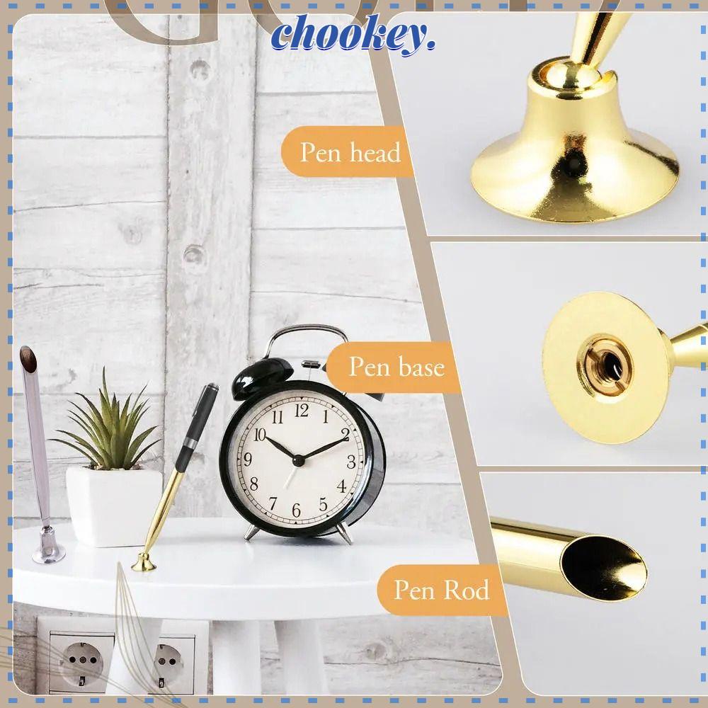 CHOOKEY Giá Đỡ Bút Gel Để Bàn Bằng Kim Loại Màu Vàng / Bạc Tiện Dụng Cho Văn Phòng / Khách Sạn