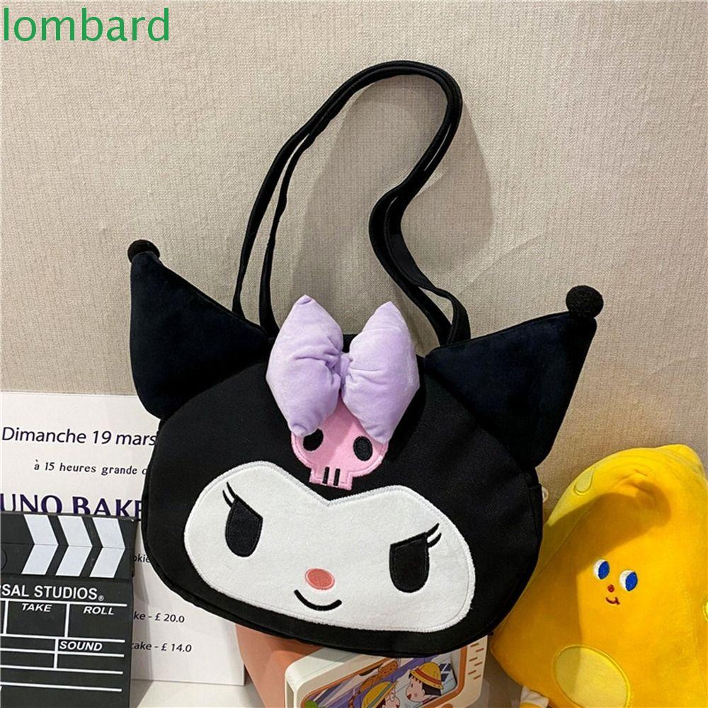 LOMBARD Túi Tote Đeo Vai / Xách Tay Bằng Vải Bông Sức Chứa Lớn Họa Tiết Hoạt Hình Kuromi Cho Du Lịch
