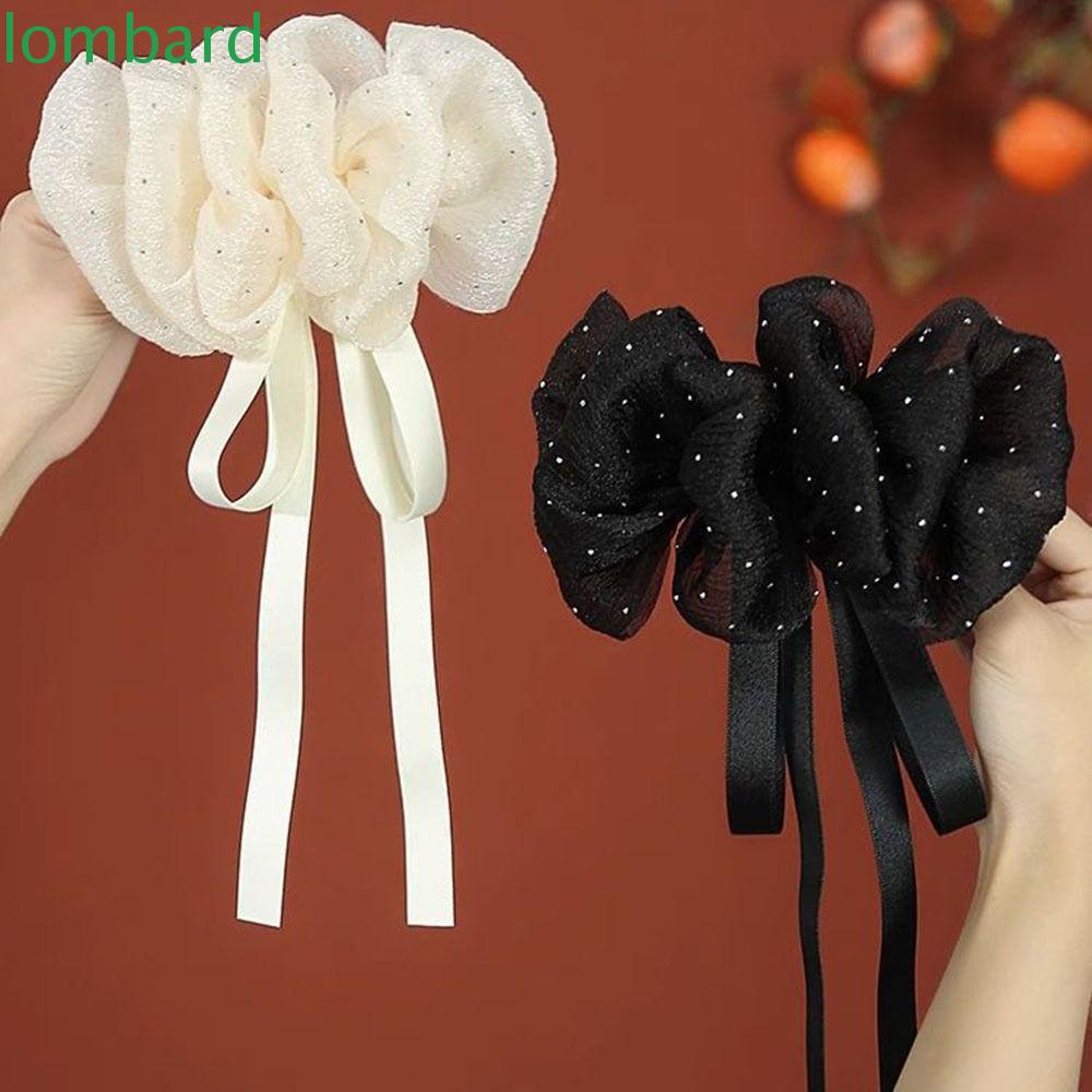 LOMBARD Kẹp Tóc Nơ Lưới Ruy Băng Họa Tiết Chấm Bi Cho Đám Cưới