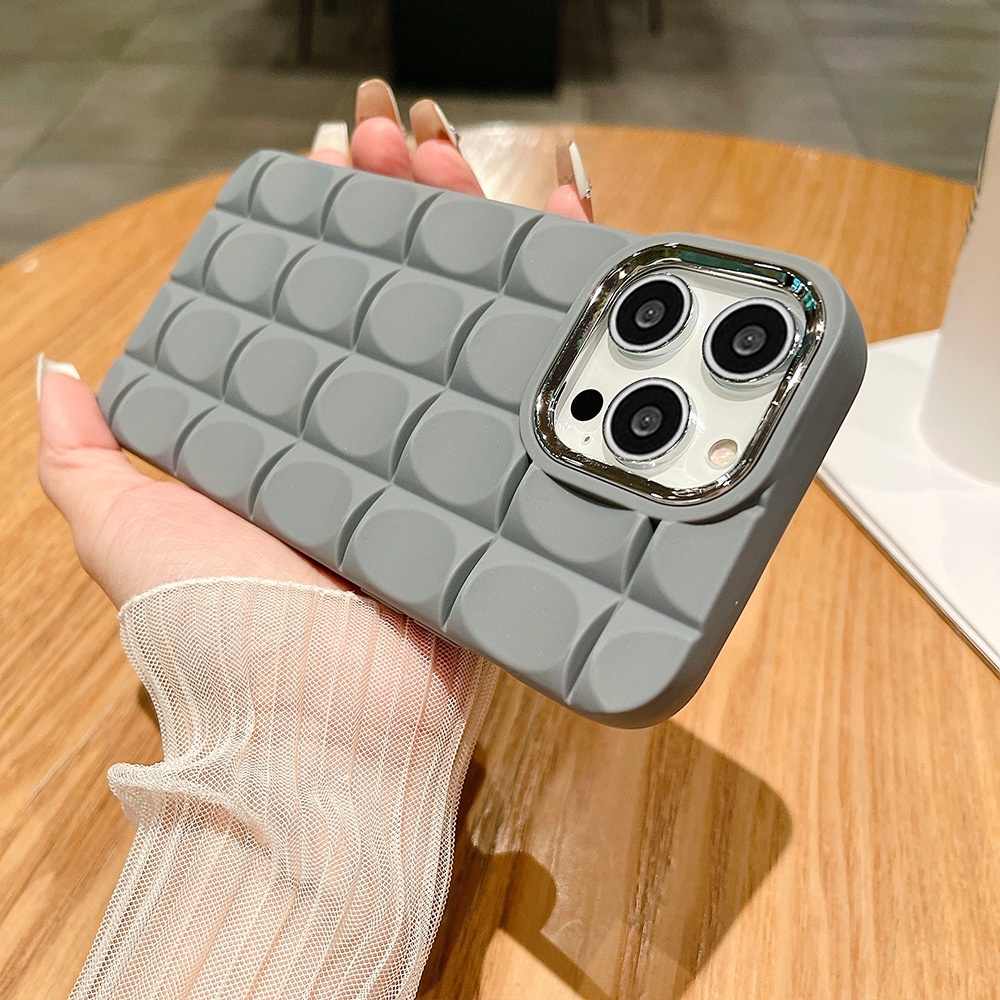 Ốp Điện Thoại TPU Dẻo Họa Tiết Kẻ Sọc 3D Màu Trơn Sang Trọng Chống Sốc Cho IPhone 11 12 13 14 Pro Max