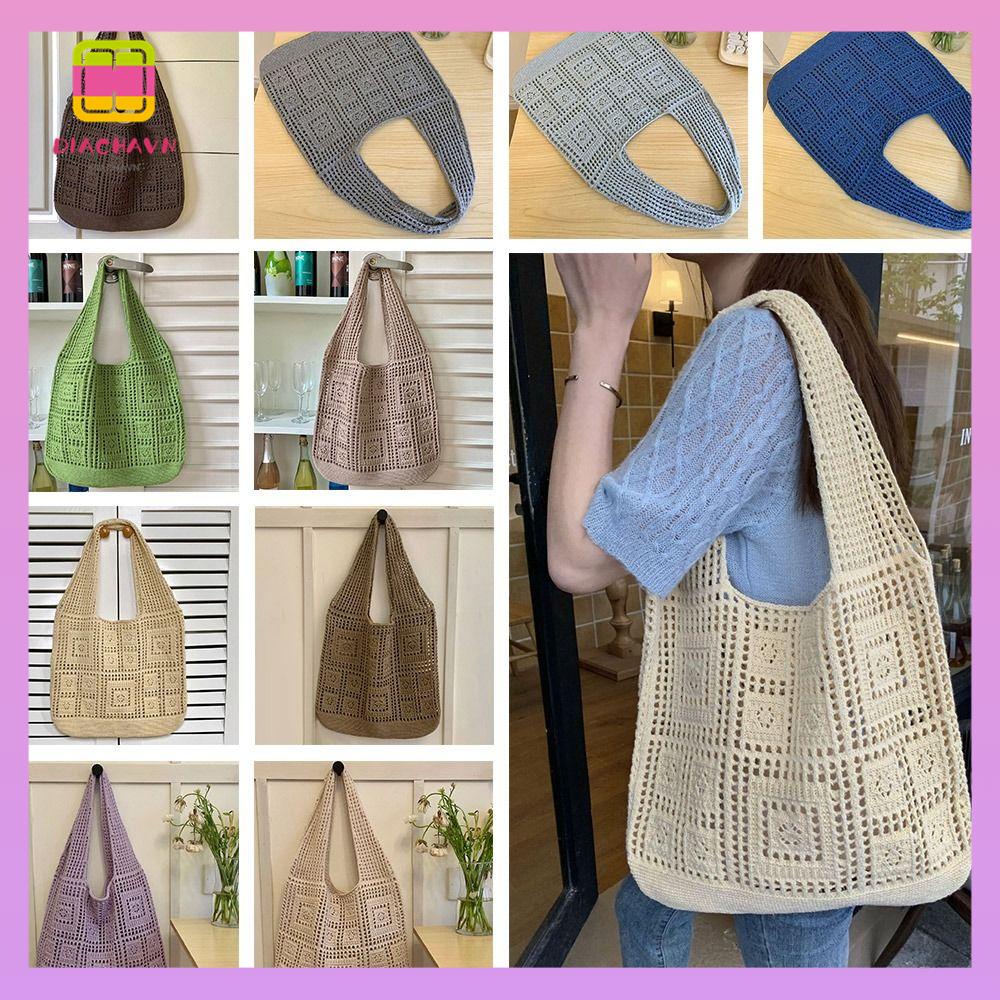 DIACHAVN Túi Xách Đan Len Sức Chứa Lớn Thời Trang Cho Nữ