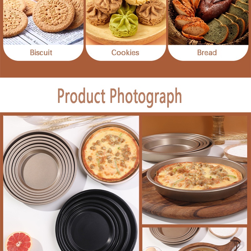 Khuôn Nướng Bánh pizza Chống Dính Hình Tròn Dày Dặn 6 / 7 / 8 / 9 / 10 inch