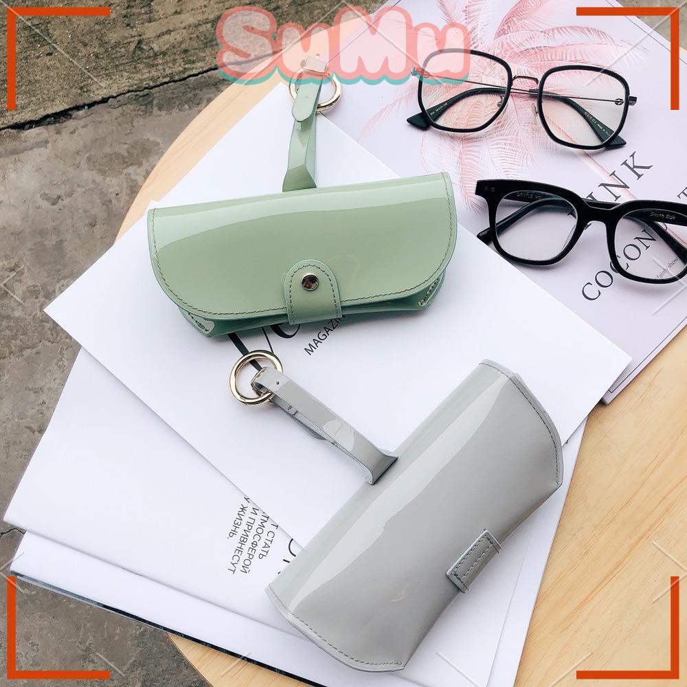 SUMU Túi Đựng Mắt Kính Bằng Da PU Màu Trơn Thời Trang Kèm Dây Đeo Cho Nam