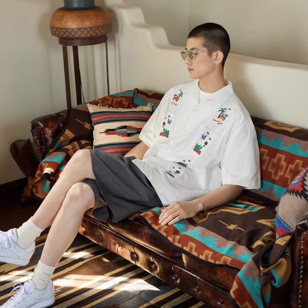 Áo Sơ Mi Tay Ngắn Thêu Họa Tiết Phong Cách Retro Hawaii Cho Nam Nữ