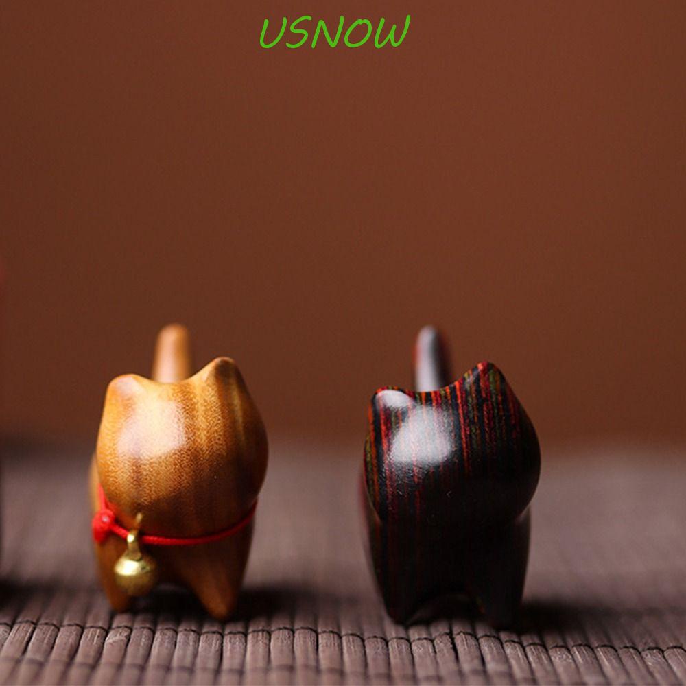 USNOW Tượng Mèo Hoạt Hình Bằng Gỗ Phong Cách Trung Hoa Trang Trí Nhà Cửa