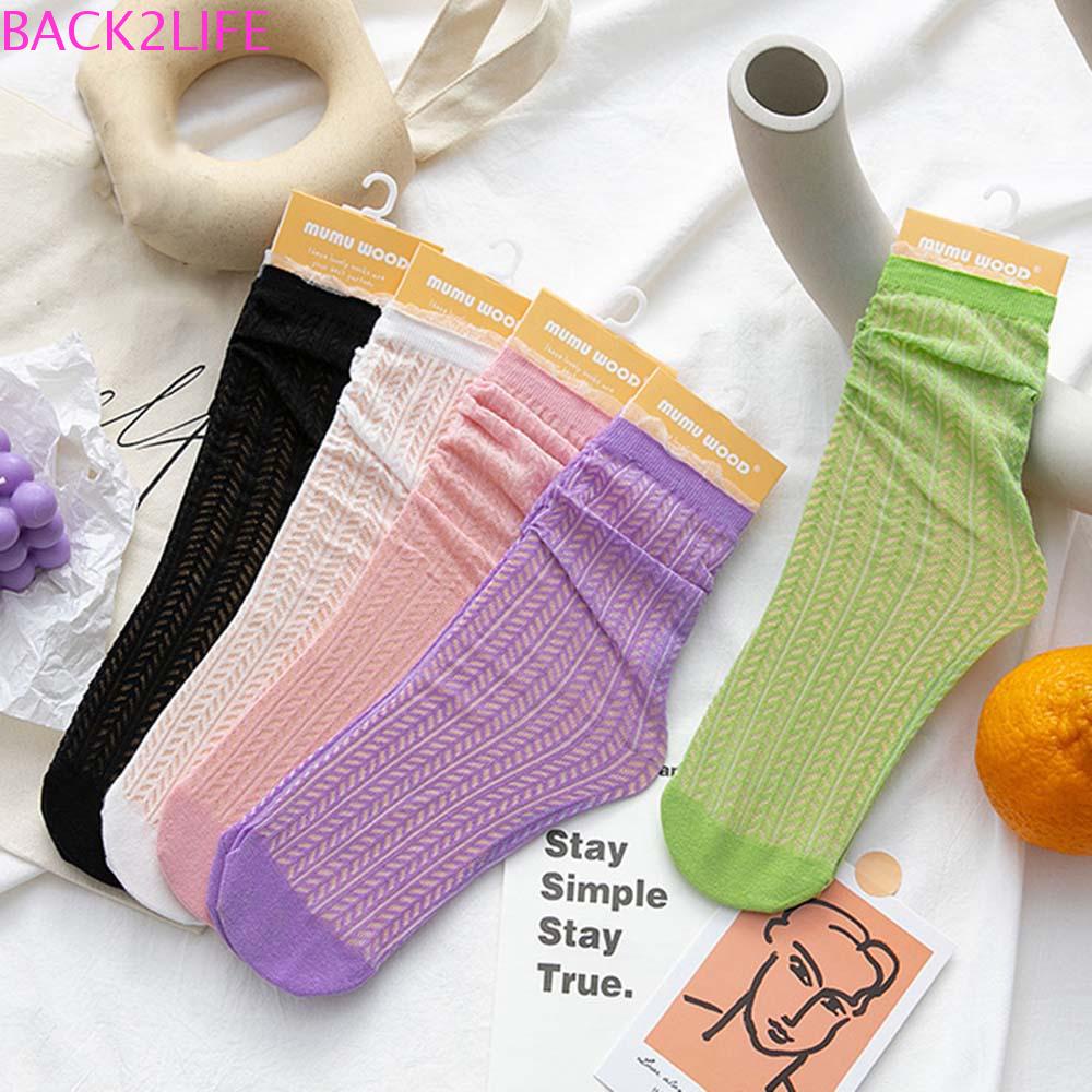 BACK2LIFE Tất Lưới Trong Suốt Phối Bèo Thời Trang Mùa Hè Cho Nữ