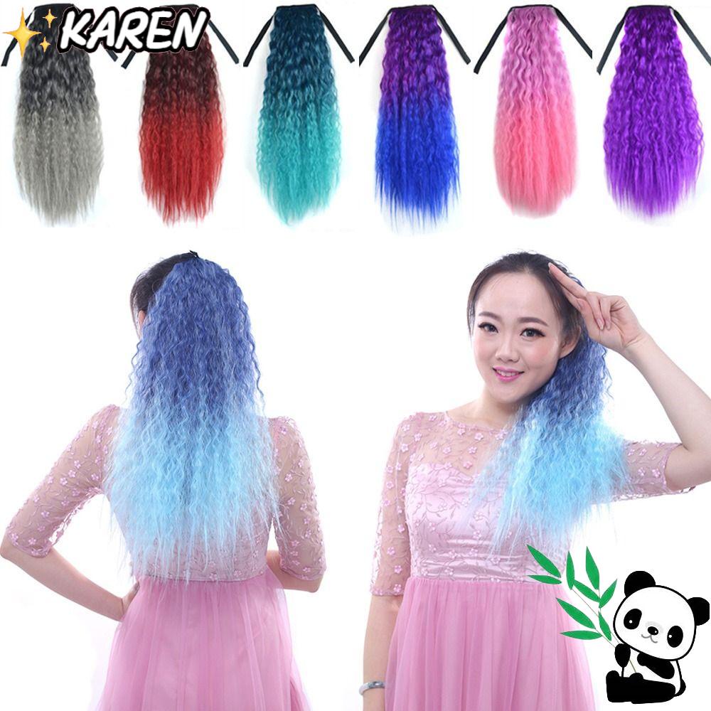 KAREN Tóc Giả Đuôi Ngựa Xoăn Gợn Sóng Bằng Sợi Tổng Hợp Dành Cho Nữ