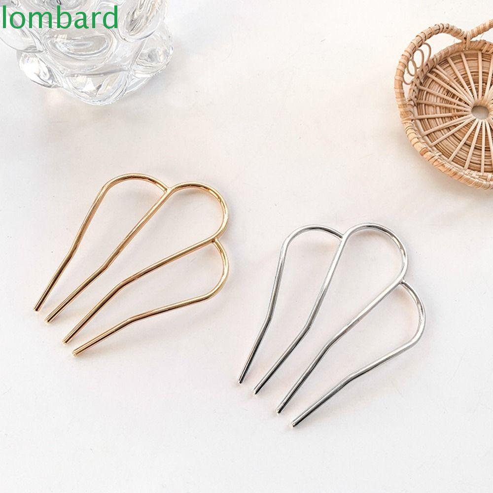 LOMBARD Lược Cài Tóc Kim Loại Hình Chữ M Đơn Giản Phong Cách Hàn Quốc Cho Nữ