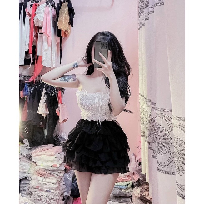 SET ÁO ỐNG CÚP NGỰC KÈM CHÂN VÁY NHIỀU TẦNG alohashop91