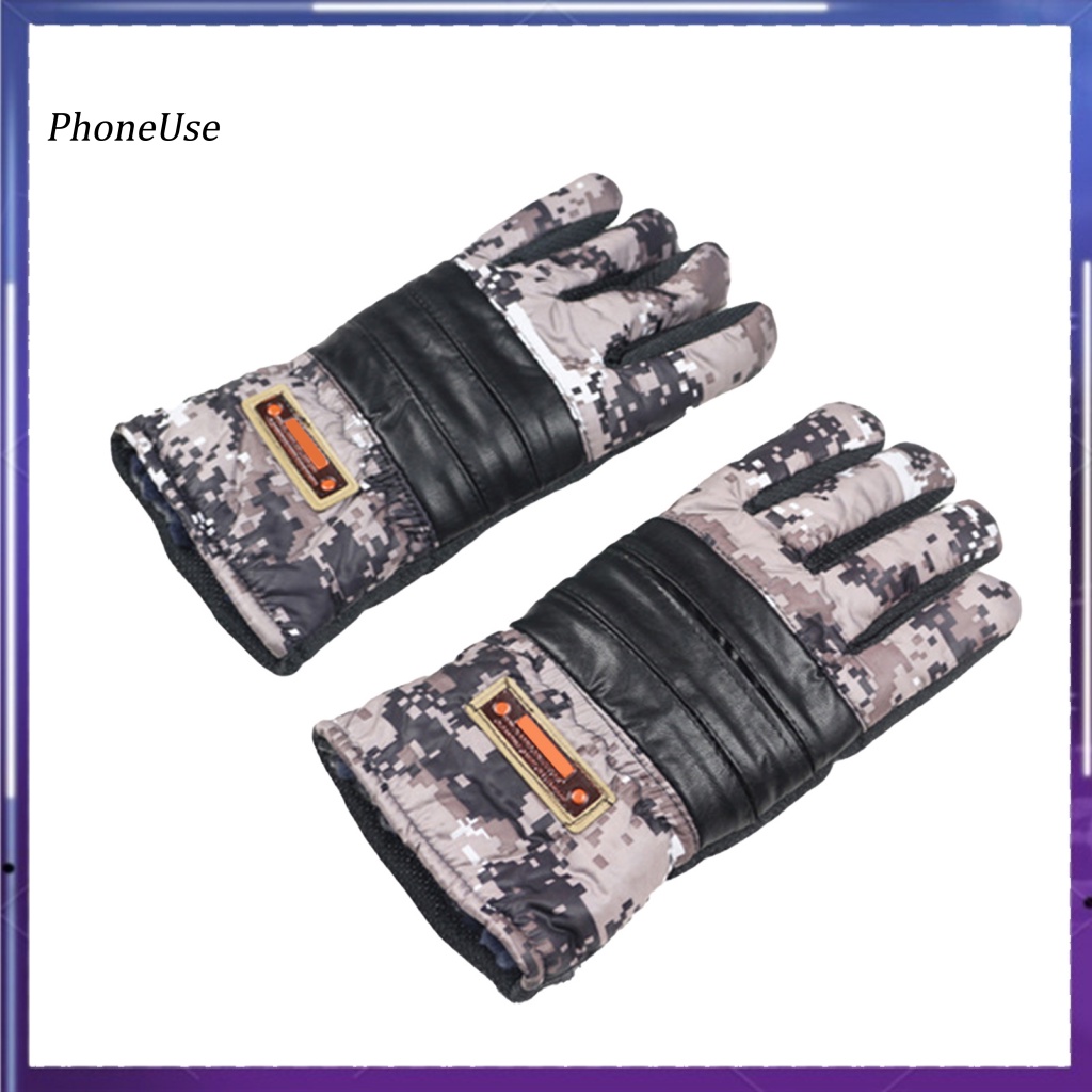 Găng Tay Da PU Hoạ Tiết Rằn Ri Chống Gió Chống Thấm Nước Chống Mài Mòn Phong Cách Thể Thao