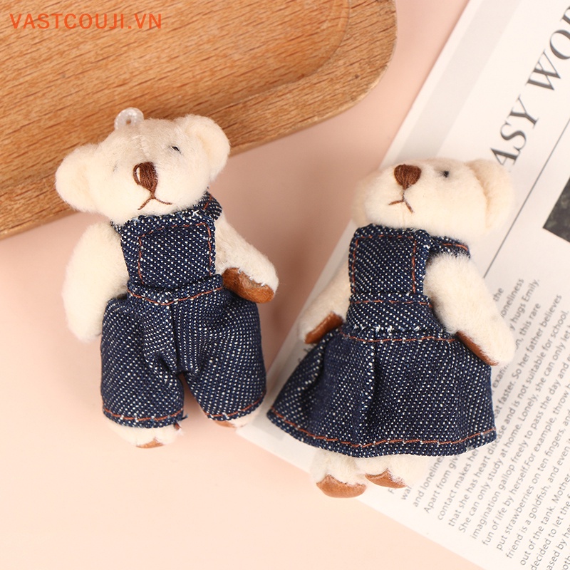 Set 2 Móc Khóa Hình Gấu / Thỏ Nhồi Bông 5cm Dễ Thương