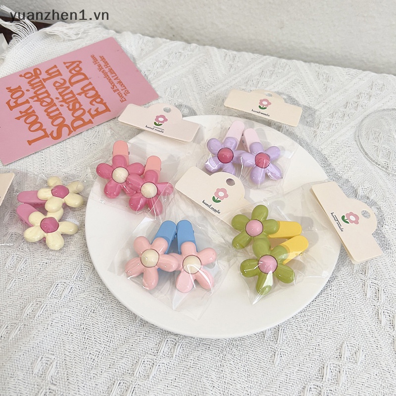 Set 2 Kẹp Tóc Hình Hoa Phong Cách Vintage Dễ Thương Cho Nữ