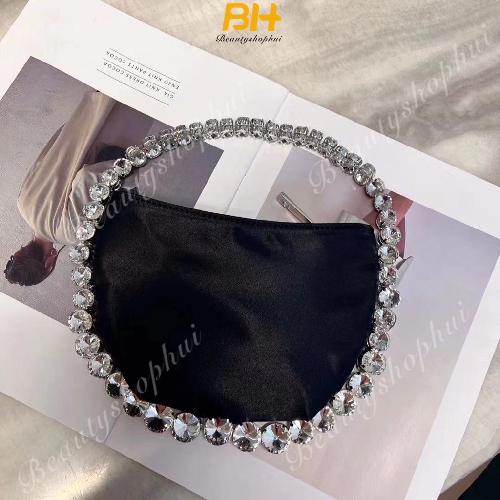 Túi Xách Đeo Vai Vải Satin Đính Kim Cương Lấp Lánh Thời Trang Xuân Hè Mới 2023 Cho Nữ