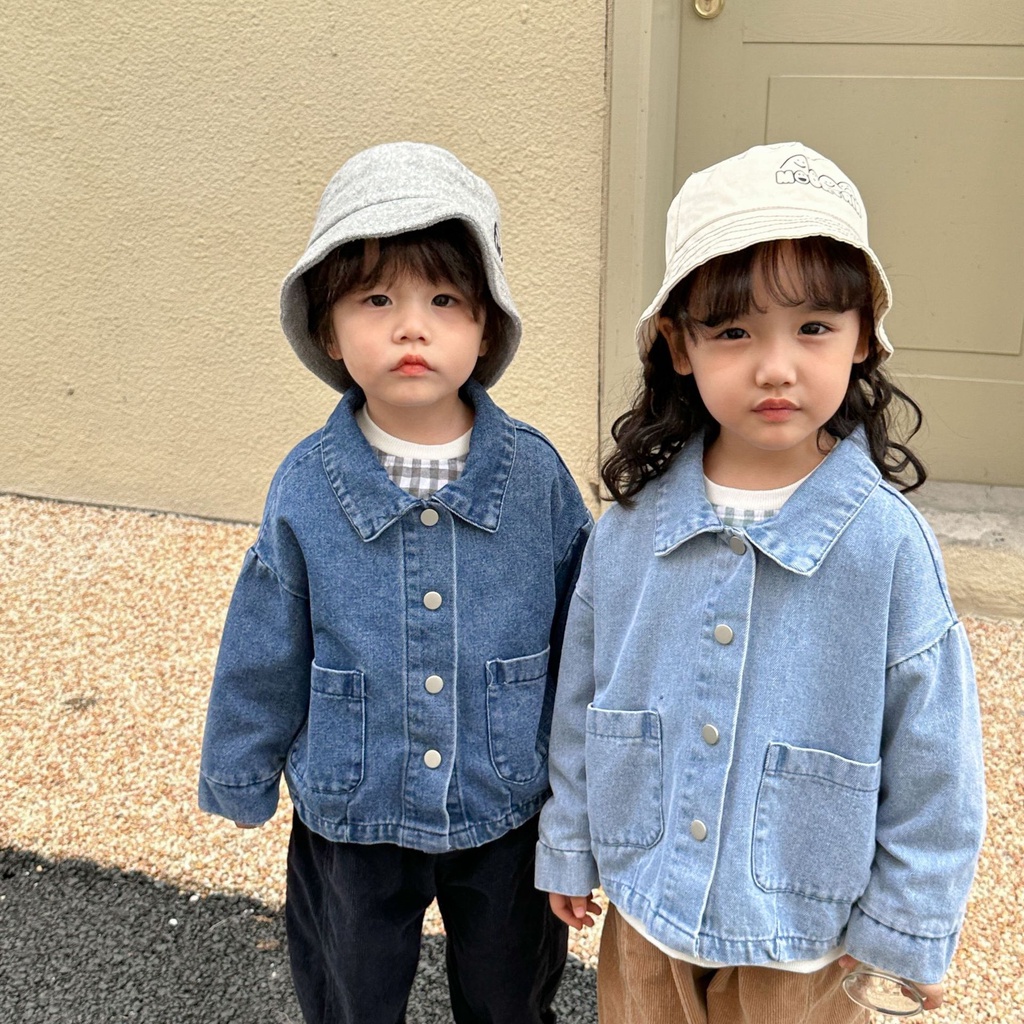 Áo Khoác Denim Dáng Rộng Phong Cách Hàn Quốc Thời Trang Xuân Thu Mới Cho Bé Trai / Gái