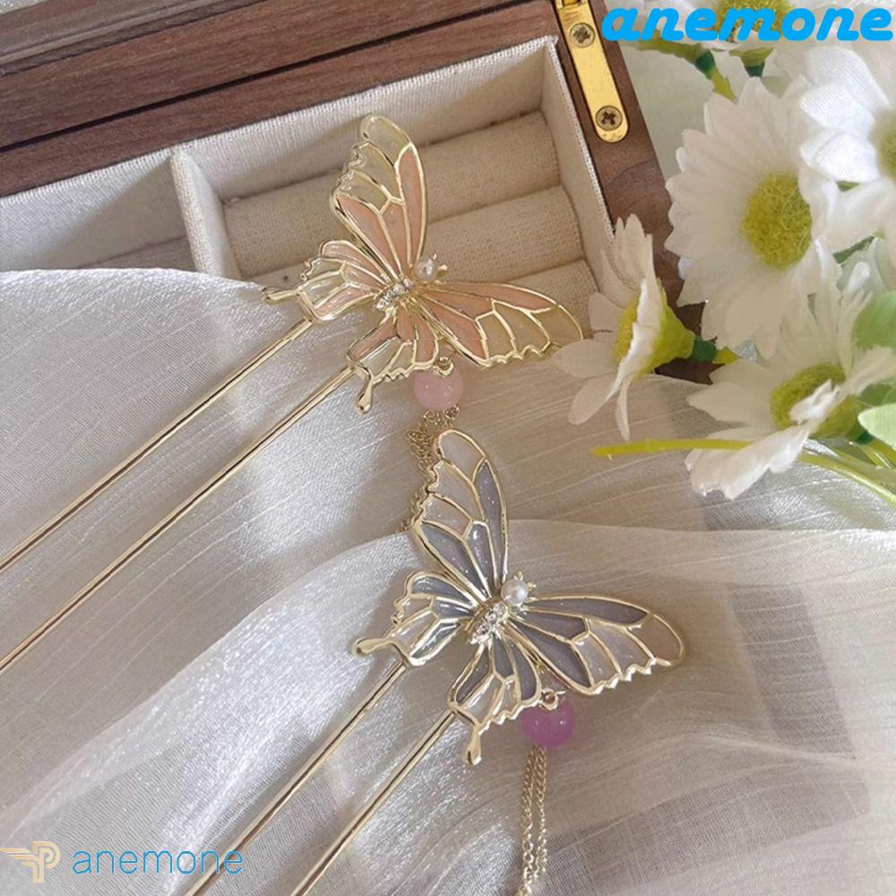 ANEMONE Trâm Cài Tóc Hình Bướm Bằng Kim Loại Phong Cách Cổ Điển Cho Nữ