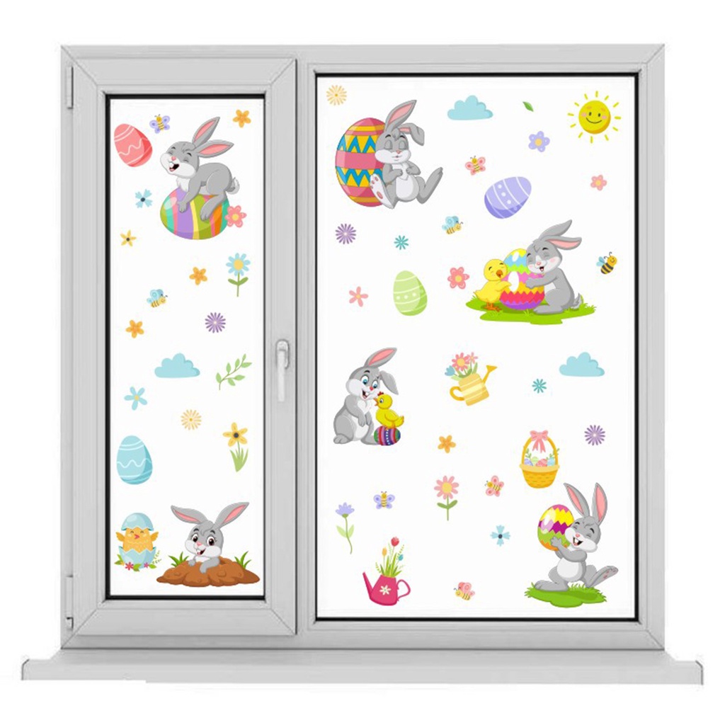 (Bất Ngờ) Hình Dán Tự Dính PVC Họa Tiết Thỏ Phục Sinh Tinh Tế Tự Dính Có Thể Tháo Gỡ Trang Trí Nhà Cửa Lễ Hội