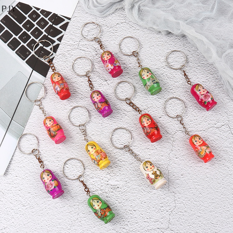 12 Móc Khóa Hình Búp Bê Nga Matryoshka Bằng Gỗ