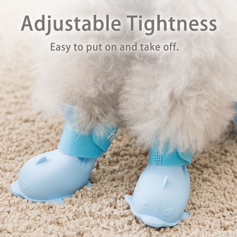 HamshMoc Giày Bốt Cao Su Đi Mưa Thoáng Khí Chống Nước Chống Trượt Có Thể Điều Chỉnh Bảo Vệ Chân Cho Thú Cưng