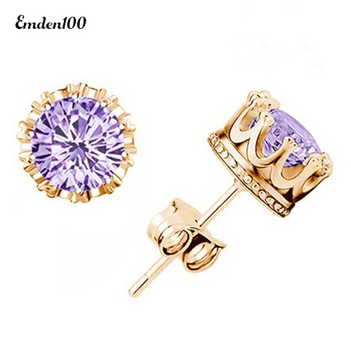 Bông Tai Mạ Bạc Hình Vương Miện Đính Đá Thời Trang Cho Nữ