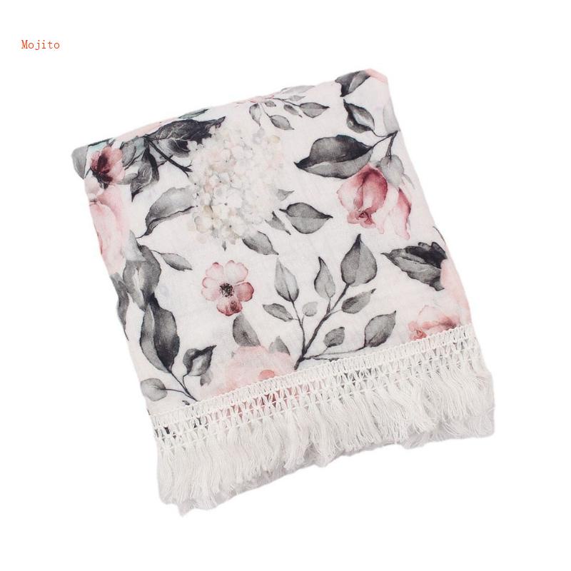 Chăn Cotton 2 Lớp Mềm Mại In Họa Tiết Hoa Xinh Xắn Cho Bé