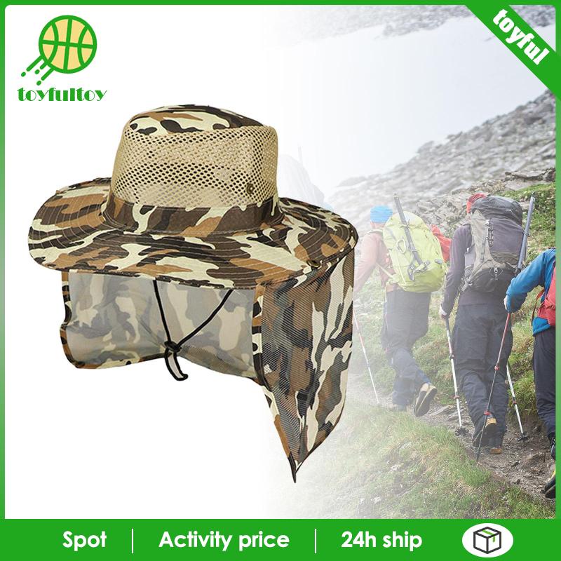 Mũ Rộng Vành Chống Nắng / Gió Có Tấm Che Cổ Dùng Leo Núi / Câu Cá Tiện Dụng Cho Nam