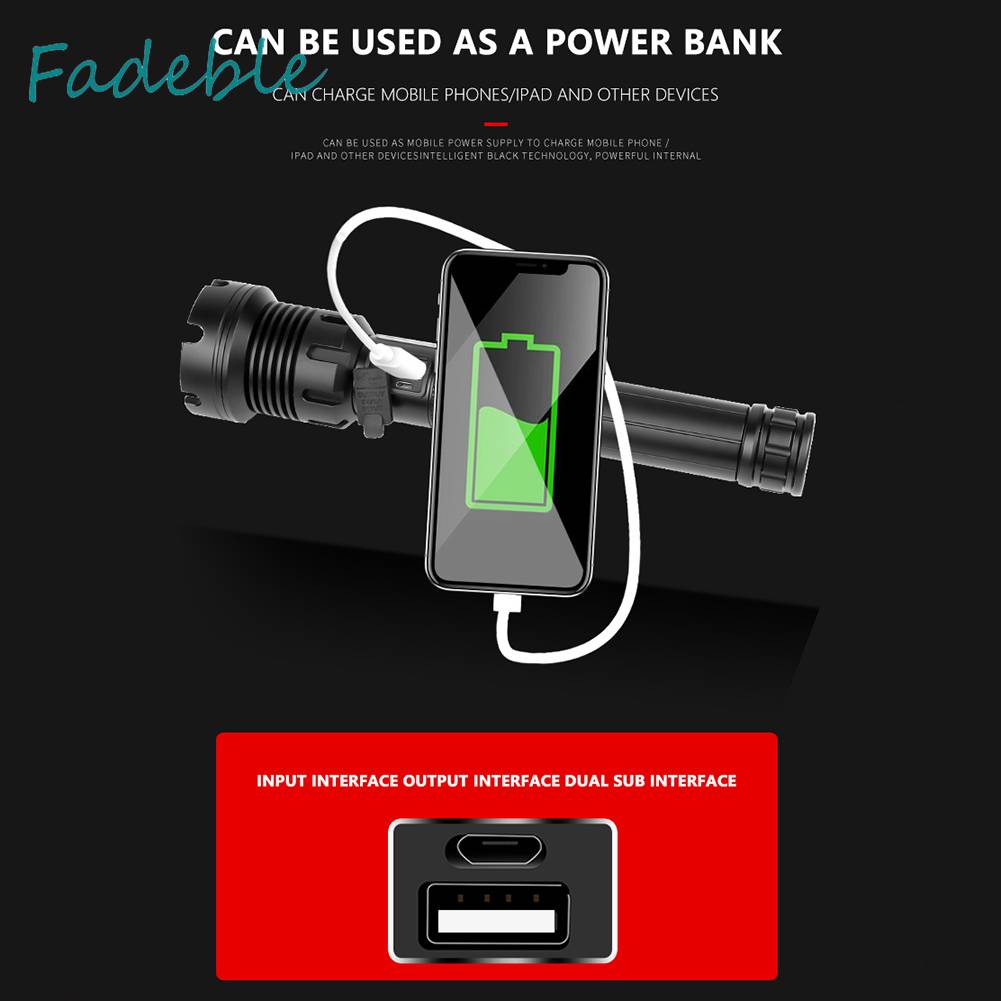 Đèn Pin XHP90 / XHP160 2500LM / 2800LM COB LED Có Thể Sạc Lại Bằng Cổng USB Tiện Dụng