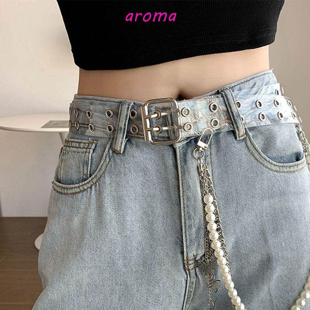 AROMA Dây Thắt Lưng Trong Suốt Bằng PVC Có Thể Điều Chỉnh Cho Quần Jean