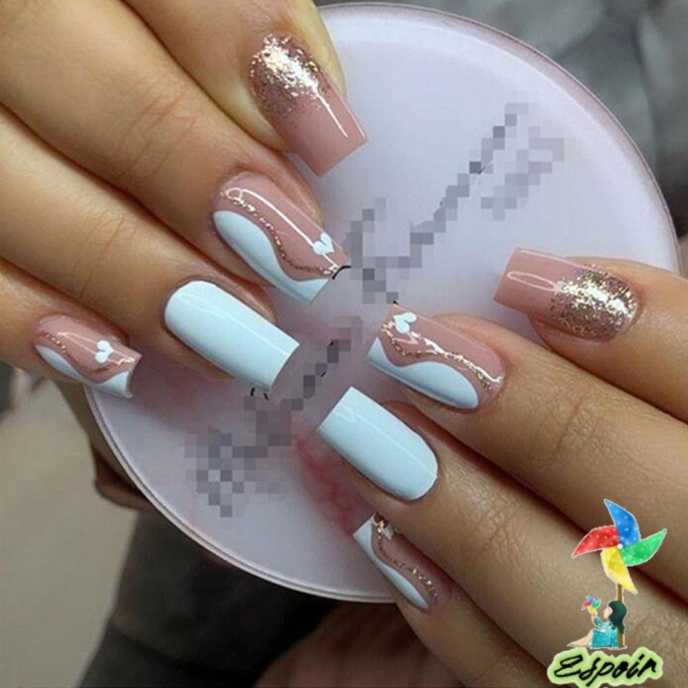 ESPO Bộ Móng Tay Giả Đầu Vuông Dạng Nhấn DIY
