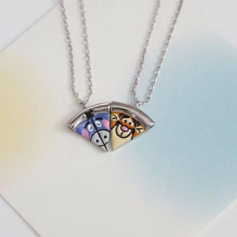 Nav 6 cái nam châm vòng cổ thu hút pizza mặt dây chuyền cặp đôi trang sức tình bạn