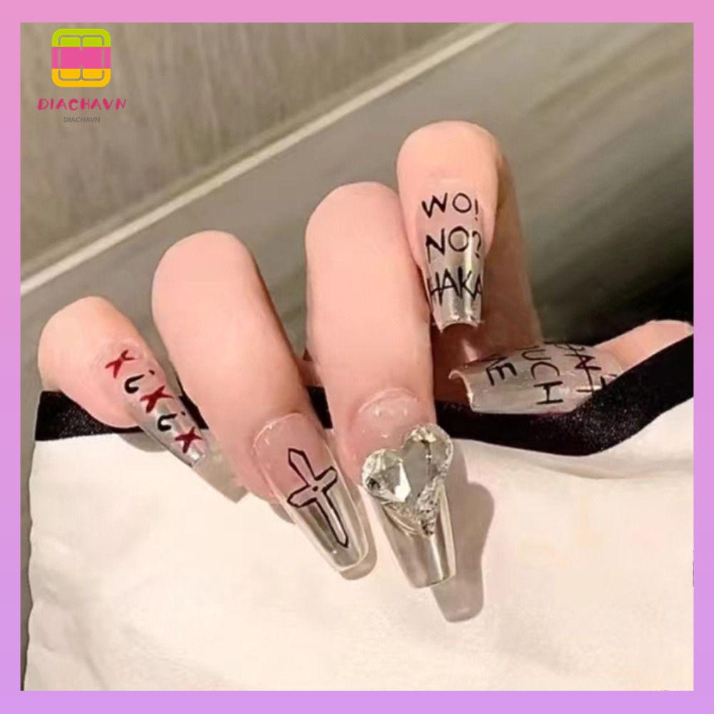 DIACHAVN Set 24 Móng Tay Giả Dạng Nhấn Tiện Lợi