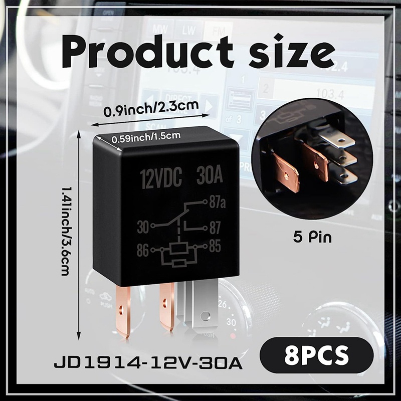 Set 8 Rơ Le 5 Pin 12V 30A Chuyên Dụng Dành Cho Xe Ô Tô