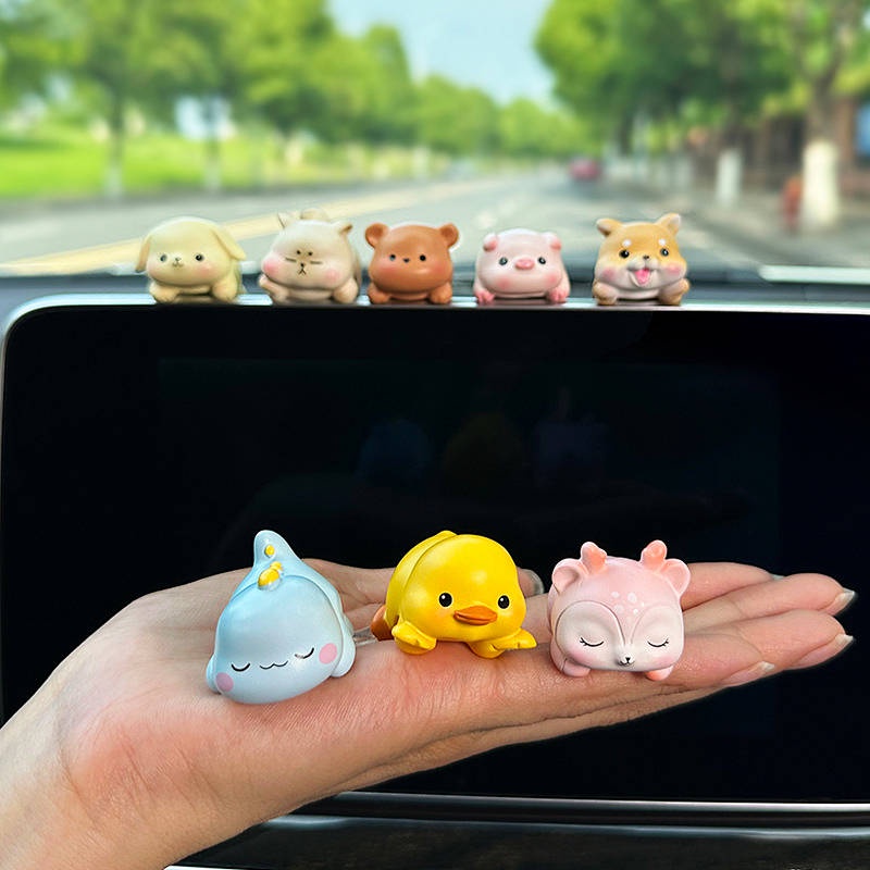 Lying Small Animal Mini Cute Screen Center Console Decoration Cute High-End Car Decoration 2023 New fDHw