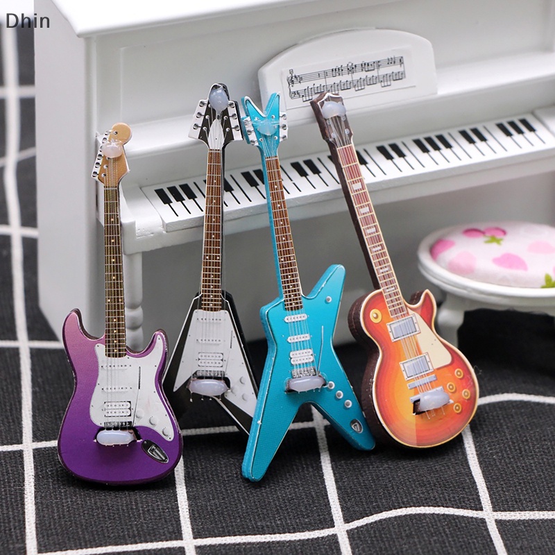 [Dhin] Đàn Guitar Điện Mini Trang Trí Nhà Búp Bê