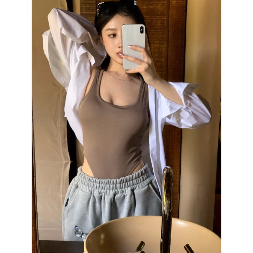 Áo Tank Top Cổ Cao Không Tay Thời Trang Mùa Hè 2023 Y2K Quyến Rũ Cho Nữ