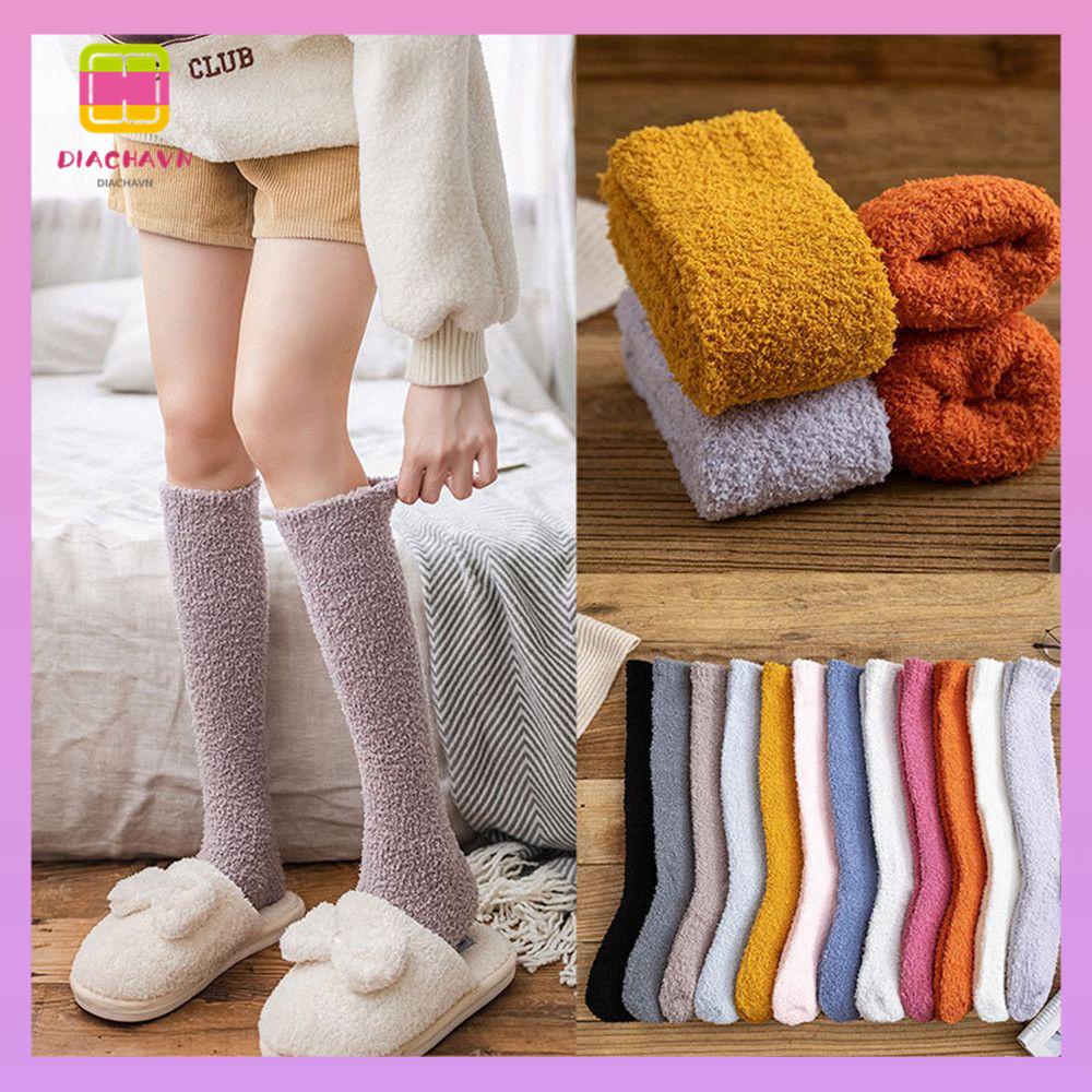 DIACHAVN Vớ Nhung San Hô Mềm Mại Thoáng Khí Thời Trang Mùa Đông Cho Nam Và Nữ