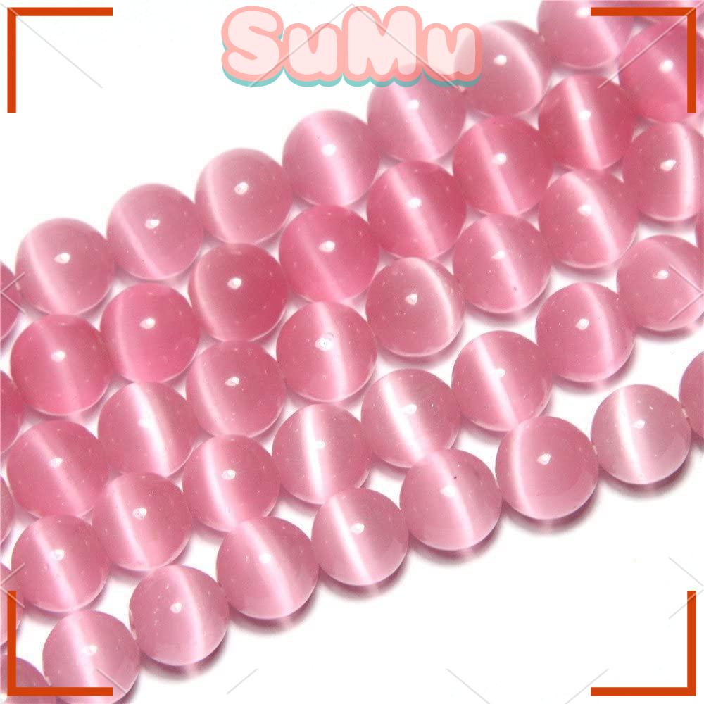 SUMU Set 96 Hạt Xâu Chuỗi 8mm Màu Hồng Mắt Mèo Làm Đồ Thủ Công