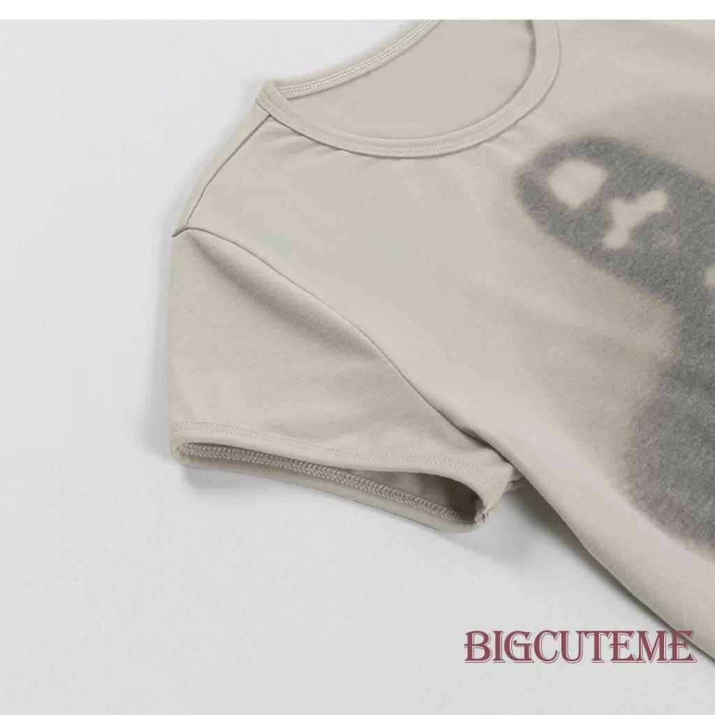 Áo Thun Tay Ngắn Cổ Tròn In Hình Chân Dung Phong Cách Đường Phố Cho Nữ