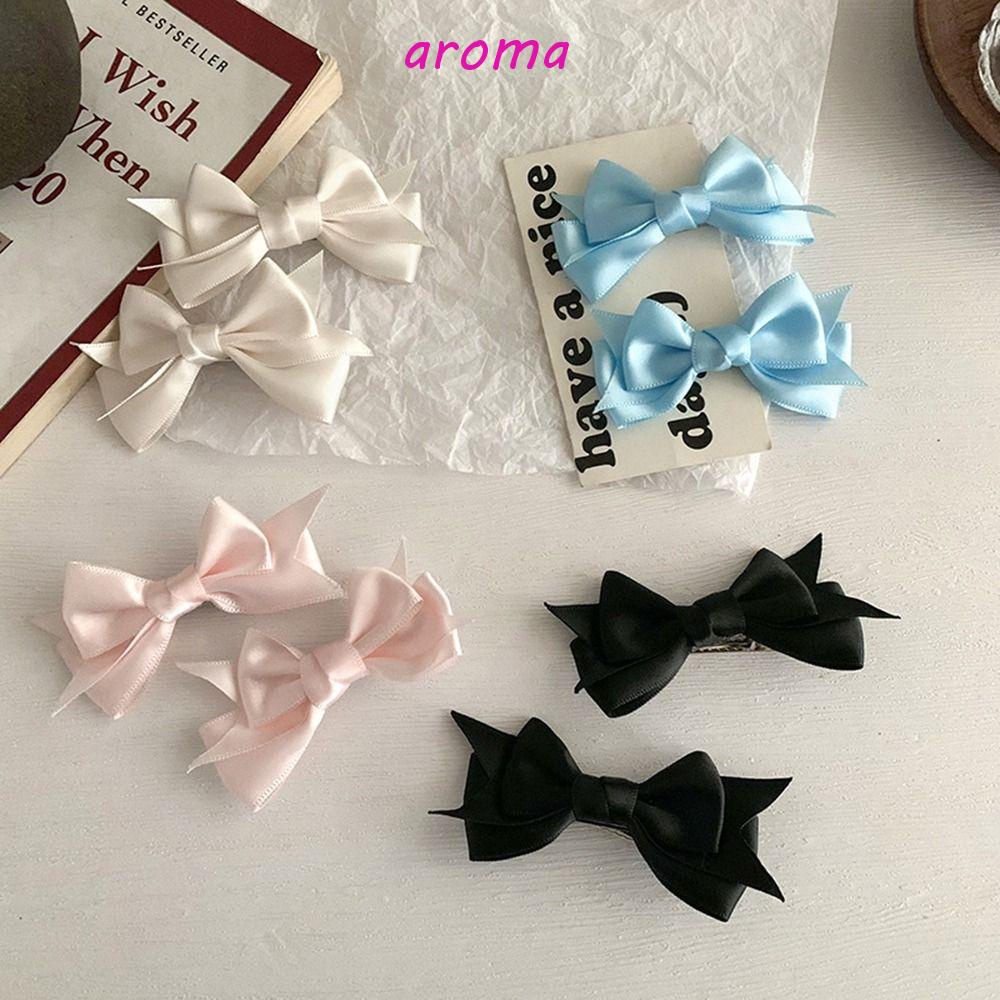 AROMA Kẹp Tóc Đính Nơ Phong Cách Lolita Hàn Quốc Cho Nữ