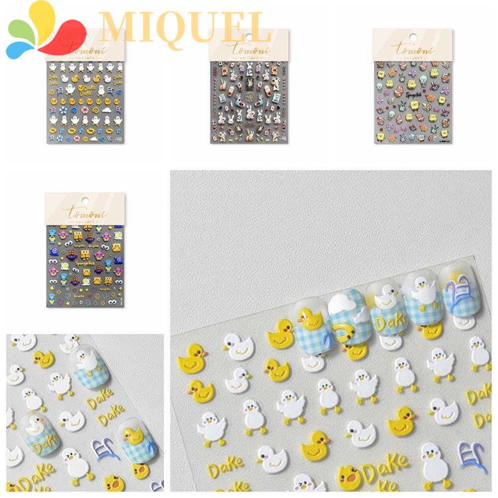 MIQUEL Miếng Dán Trang Trí Móng Tay Họa Tiết Thỏ Hoạt Hình Nhiều Màu Sắc Dành Cho Salon
