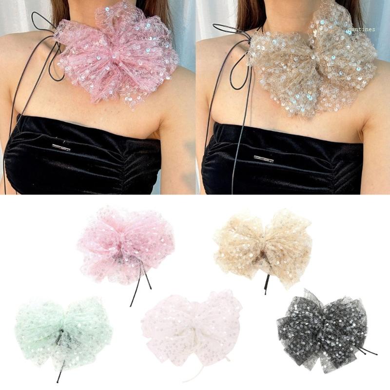 Vòng Cổ Choker Ren Và Sáp Đính Nơ Lấp Lánh