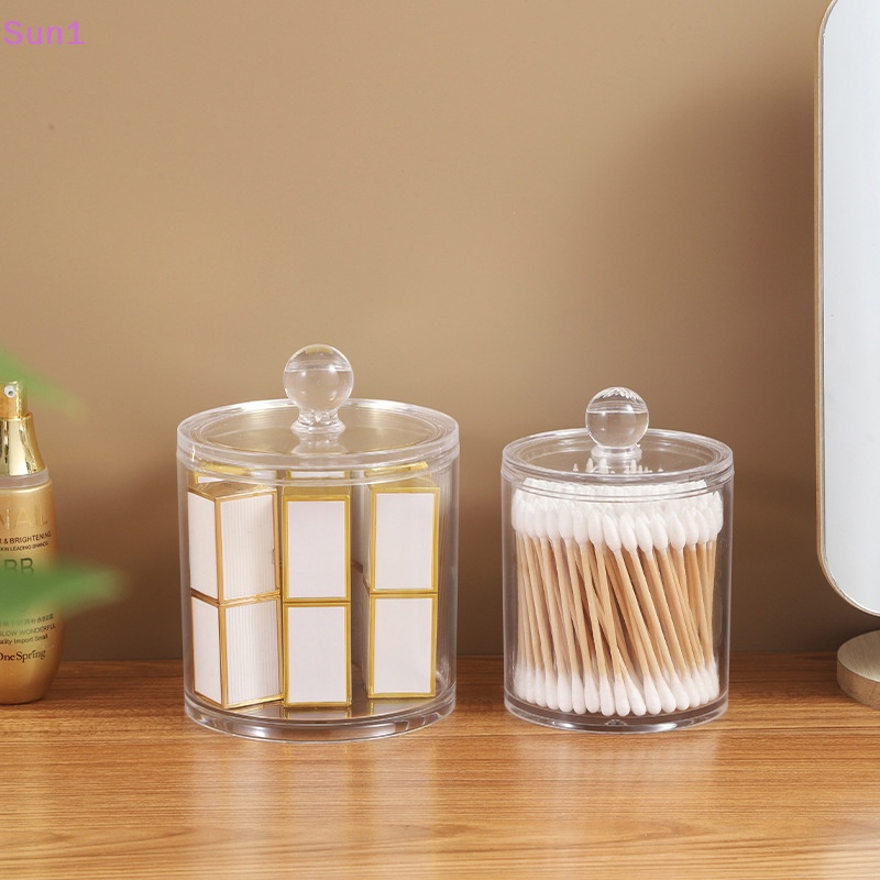 Sun1 &gt; Hộp Đựng Tăm Bông Bằng Acrylic Trong Suốt Hình Tròn Có Nắp Đậy