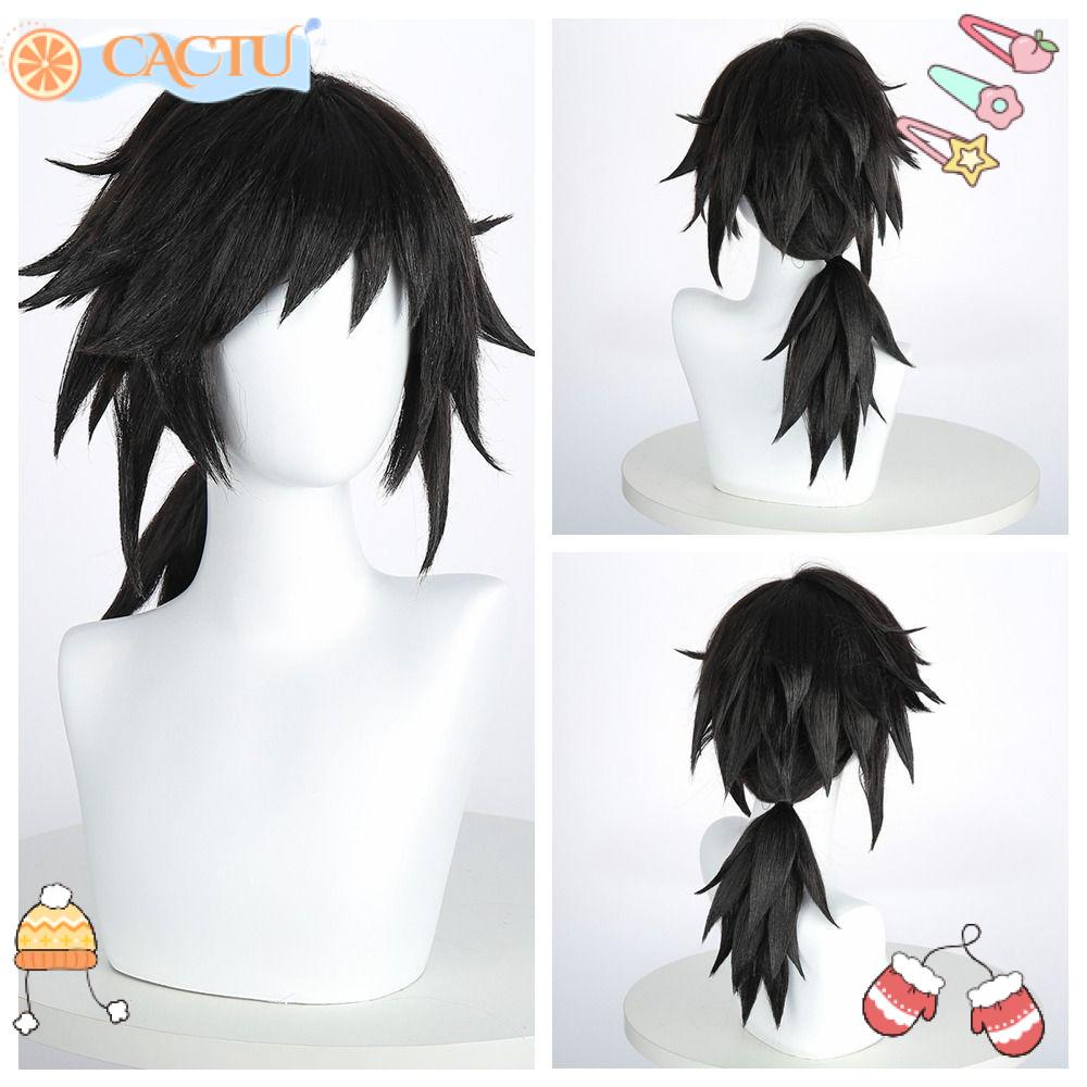 CACTU Tóc Giả Bằng Lụa Tự Nhiên Dày Dặn Màu Đen Chịu Nhiệt Độ Cao Hóa Trang Cho Người Lớn